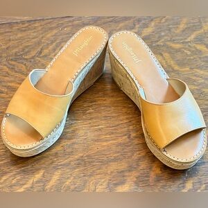 J. McLaughlin Leather Cork Wedges- Slides Size -10 in Color Tan Slightly used
